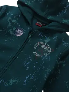 Gini and Jony Boys Abstract Printed Hooded Fleece Bomber Jacket