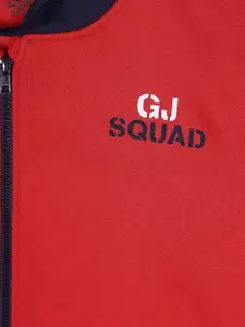 Gini and Jony Boys Typography Printed Hooded Fleece Front-Open Sweatshirt