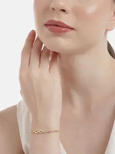 Zavya Women Sterling Silver Cubic Zirconia Gold-Plated Link Bracelet