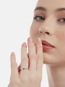 Zavya Women 925 Pure Silver CZ Rhodium-Plated Finger Ring
