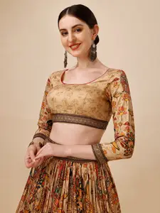 SAPTRANGI Printed Semi-Stitched Lehenga & Unstitched Blouse With Dupatta