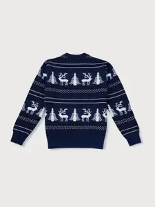 Gini and Jony Boys Round Neck Self Design Pullover