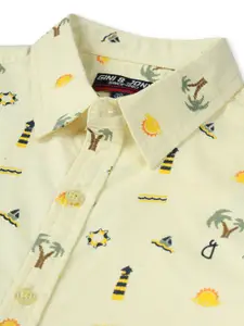 Gini and Jony Boys Opaque Conversational Printed Cotton Casual Shirt