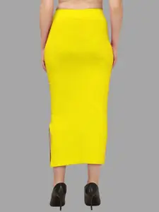 HERE&NOW Women Yellow Cotton Saree Shapewear