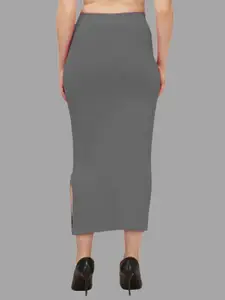 HERE&NOW Women Grey Cotton Saree Shapewear