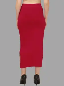 HERE&NOW Women Maroon Cotton Saree Shapewear