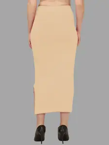 HERE&NOW Women Beige Cotton Saree Shapewear