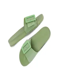 BEONZA Women Buckle Detail Sliders