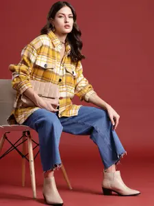 all about you Warmth Mustard December-Frosty Winters-Soft Textures Checked Casual Shirt