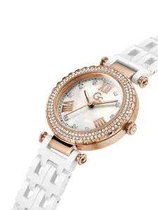 GC Women Embellished Dial & White Ceramic Bracelet Style Straps Analogue Watch Y66006L1MF