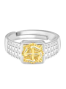 GIVA Men Pure 925 Sterling Silver Rhodium-Plated Golden Majestic Finger Ring