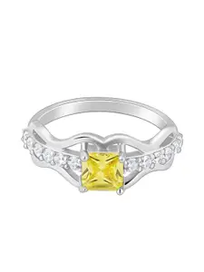 GIVA 925 Sterling Silver Rhodium-Plated Blazing Charm Finger Ring