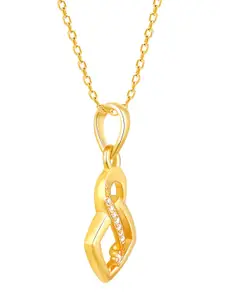 GIVA 92.5 Sterling Silver Gold-Plated CZ-Studded Pendant With Chain