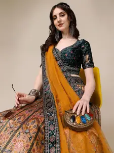 SAPTRANGI Printed Embellished Ready to Wear Lehenga & Blouse With Dupatta