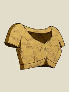 Anouk Green & Yellow Striped Satin Saree