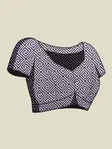 Anouk Pink & Black Floral Printed Satin Saree