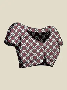 Anouk Cream-Coloured & Blue Striped Satin Saree