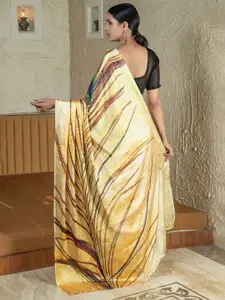 Anouk Black & Green Ethnic Motifs Satin Saree