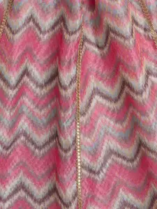 taffykids Girls Striped Sleeveless Pure Cotton Top With Skirt & With Dupatta