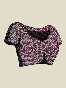 Anouk Burgundy & White Striped Saree