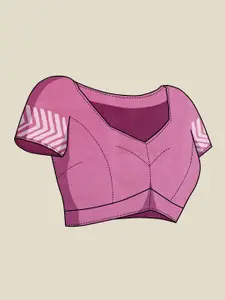 Anouk Pink & White Striped Saree