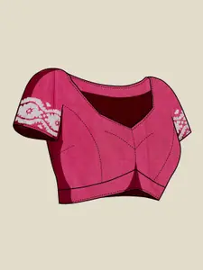 Anouk Fuchsia & White Ethnic Motifs Printed Saree