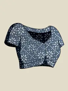 Anouk Grey & White Bandhani Printed Saree