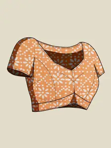 Anouk Orange & White Ethnic Motifs Printed Saree