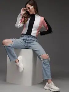 BAESD High Neck Colourblocked Long Sleeves Top