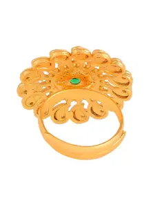 Voylla Gold-Plated Stone-Studded Adjustable Finger Ring