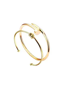 MYKI Set Of 2 Gold-Plated Cuff Bracelets
