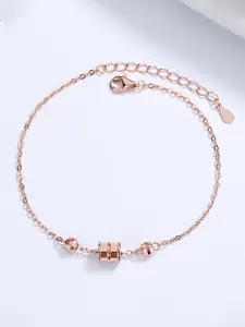 MYKI Rose Gold-Plated Stone Studded Link Bracelet