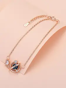 MYKI Rose Gold-Plated Stone Studded Link Bracelet