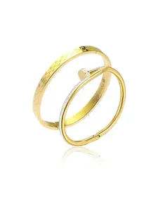 MYKI Women Set Of 2 Gold-Plated Cubic Zirconia Kada Bracelet