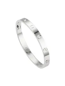 MYKI Silver-Plated Stone Studded Kada-Style Bracelet