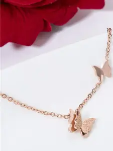 MYKI Women Rose Gold Plated Cubic Zirconia Charm Bracelet