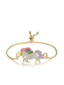 MYKI Women Gold-Plated Cubic Zirconia Charm Bracelet