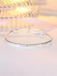 MYKI Women Silver-Plated CZ Kada Bracelet