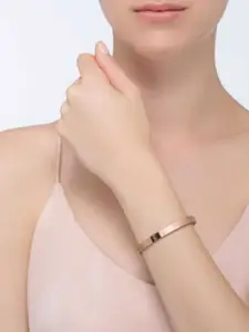 MYKI Women Cubic Zirconia Rose Gold-Plated Kada Bracelet