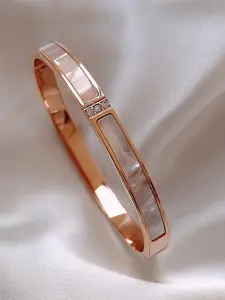 MYKI Rose Gold-Plated Stone Studded Kada Bracelet