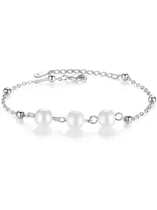 MYKI Women Cubic Zirconia Silver-Plated Charm Bracelet