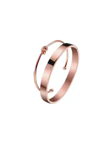 MYKI Women Pack Of 2 Rose Gold Cubic Zirconia Rose Gold-Plated Kada Bracelet