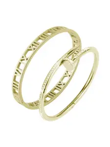 MYKI Gold-Plated Cubic Zirconia Studded Kada Bracelet