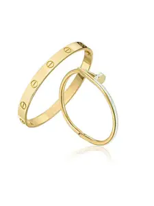 MYKI Set Of 2 Gold-Plated Kada Bracelet