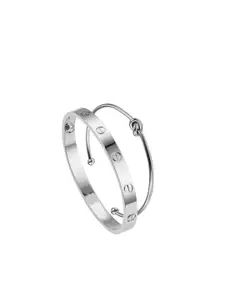 MYKI Women Set of 2 Silver-Plated Cubic Zirconia Kada
