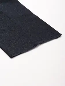 Van Heusen Men Mid-Rise Self Design Textured Slim Fit Formal Trousers