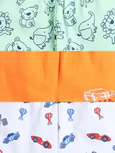 BUMZEE Boys Pack Of 3 Conversational Printed Mid-Rise Cotton Shorts