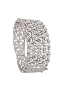 RATNAVALI JEWELS Women Brass Cubic Zirconia Silver-Plated Bangle-Style Bracelet