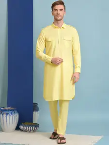 Hangup Men Shirt CollarRegular Style Kurta With Pyjamas