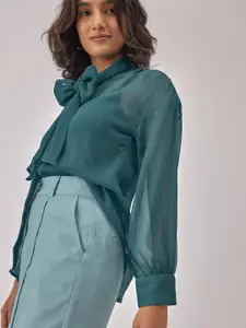 The Label Life Tie-Up Neck Pussybow Shirt Style Top